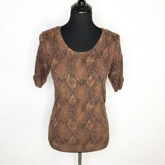 WHBM brown and black snakeskin python knit sweater top size Small - Picture 1 of 14